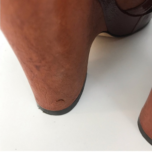 Taryn Rose Brown Leather Peep-Toe woven heels EUC sz 8 - Picture 5 of 9